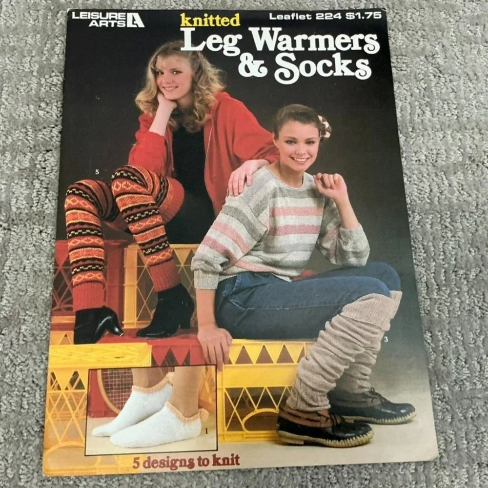 Lot 3 Vintage Knitting Crochet Pattern Books Retro Socks Slippers Leg Warmers